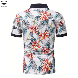 Flower Sublimation Printing Summer Outdoor Shirts, Stretch Shorts Sleeve Men's <b>Clothes</b> Printed Men's Polo Shirt - Product Image 1