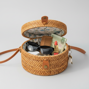 Sac bandoulière en paille tressée à la main pour femme, style bohème, fermeture éclair, sac à main naturel, capacité 2L, fournisseur Vietnamien OEM - Product Image 4