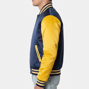 Letterman Varsity Bomber Jacket Stand Collar Embroidered Patchwork OEM Manufacturer Bulk Wholesale Export Apparel Distributors - Product Image 6