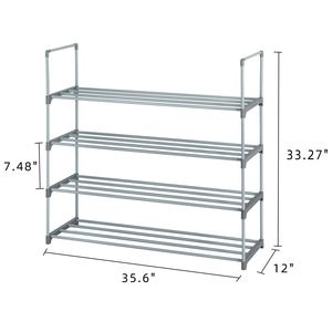 Scarpiera a 4 livelli, set da 2, grigio, in MDF, per camera da letto, ingresso, corridoio, armadio, organizer - Product Image 4