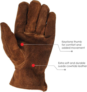 Gants de travail en cuir de vachette de haute qualité, résistants à l'abrasion, pour la conduite et la sécurité industrielle, protection personnelle - Product Image 2