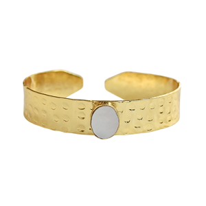 กำไลข้อมือไข่มุกธรรมชาติ24K ชุบทองเรขาคณิตคลาสสิกกำไลข้อมือทองเหลือง - Product Image 1