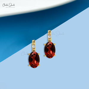 Mozambique Garnet 6x4mm Oval Cut Gemstone Push <b>Back</b> Studs <b>Earring</b> with 14k Solid Gold Diamond Halo Stud <b>Earrings</b> Wholesale Lot - Product Image 5