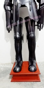 Traje Medieval cruzado de cuerpo completo de armadura, disfraz de Halloween de caballero negro - Product Image 3