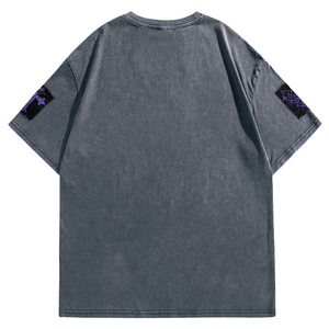 Vintage Washed <b>Gothic</b> Graphic 100% Cotton Jersey <b>T</b>-<b>Shirt</b> O-Neck Short Sleeve Streetwear Tee Front Print Sleeve Patch Boxy Fit - Product Image 2