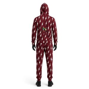 Ensemble de survêtement unisexe NEXTEX Lightning Bolt, couleur marron et blanc, en molleton doux et chaud, avec sweat à capuche et pantalon - Product Image 2