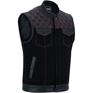 Gilet de motard personnalisé en cuir véritable pour homme, gilet matelassé de club moto, gilet zippé en cuir de vachette premium - Product Image 1