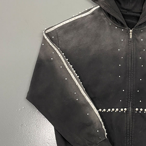 Hoodie tendance entièrement personnalisé avec strass effet soleil délavé, vente en gros, qualité supérieure, nouveau look tendance pour unisexe - Product Image 6