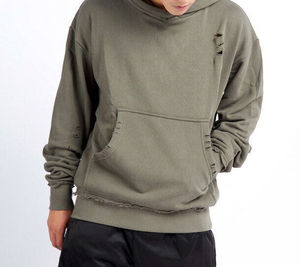 เสื้อฮู้ดดี้ผู้ชายทรงโอเวอร์ไซส์ สีพื้น ผ้าถักเนื้อฝ้าย ลุคซักฟอก มีกระเป๋า ดีไซน์สไตล์ฤดูใบไม้ร่วง ใส่สบาย ทรงลำลอง - Product Image 2