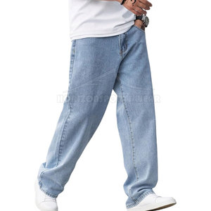 High Quality Straight Casual <b>Elastic</b> <b>Waist</b> Baggy <b>Jeans</b> for Supply Sustainable Cotton Loose Fit Adult Wears - Product Image 2