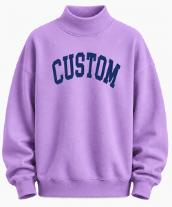 Women's Oversized Mock Neck Sweatshirt, Custom Logo Printing, 100% Cotton Pullover, <b>Drop</b> Shoulder Casual Streetwear - Product Image 6