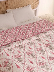 Bohemian Printed <b>Quilt</b> Pink Floral Pattern Hand Stitched Cotton All Season <b>Bedding</b> Set - Product Image 6