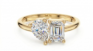 <b>Emerald</b> Cut Diamond and <b>Emerald</b> Cut Diamond <b>Ring</b> For Women Engagement Classic Style Lab Grown Diamonds - Product Image 1