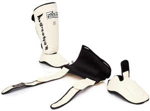 Protège-tibias Fairtex en cuir véritable avec logo personnalisé pour la protection professionnelle – Équipement d'entraînement de Taekwondo en gros - Product Image 2
