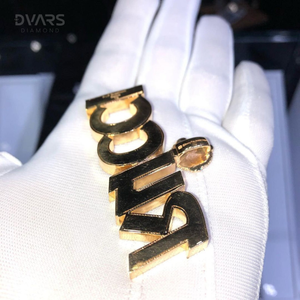 Colgante Hip Hop Personalizado con Inicial de Nombre en Moissanita VVS, Plata de Ley 925 Chapada en Oro, Certificado de Lujo - Product Image 6