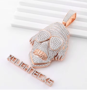 925 <b>Sterling</b> <b>Silver</b> Moissanite Pendant <b>Necklace</b> Rose Gold Plated Unisex Hip Hop Charm Pendant for Party - Product Image 3