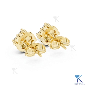 Boucles d'oreilles clous vintage en diamant de laboratoire, motif boussole, avec grappe de 4 pierres taille brillant, en or massif 14K 18K, bijoux de luxe pour femme, mariage - Product Image 4
