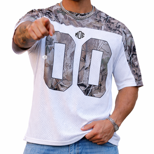 Maillot de football américain personnalisé en mesh streetwear pour hommes, respirant, en polyester, avec empiècements camouflage, uniforme d'équipe, fabricant OEM sous marque privée - Product Image 5
