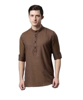 Kurta de coton traditionnel pour hommes, avec de nombreux boutons brillants, 3 poches de poitrine de Style séduisant