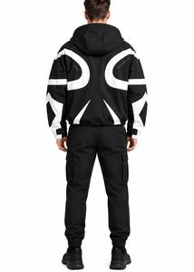 Chaqueta Acolchada con Capucha para Hombre, Sólida, Casual de Invierno, Cortavientos, con Cierre de Cremallera, Estilo Urbano, Ajuste Regular, Negra y Blanca, de Poliéster y Nylon - Product Image 4