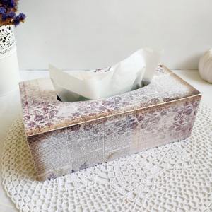 Boîte à mouchoirs en bois imprimée style Shabby Chic, boîte à mouchoirs en bois imprimée style Ferme pour décoration vieillie, support de boîte à mouchoirs en gros - Product Image 1