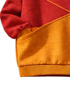 Sweat-shirt pour femme personnalisé en rouge et jaune moutarde, en molleton doux, col rond, décontracté, pull d'hiver avec détails brodés - Product Image 5