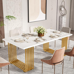 Mesa de Comedor Moderna Tribesigns para 6-8 Personas, Mesa Larga para Cocina, Madera con Patas de Metal Dorado, Mesas de Comedor Rectangulares - Product Image 2