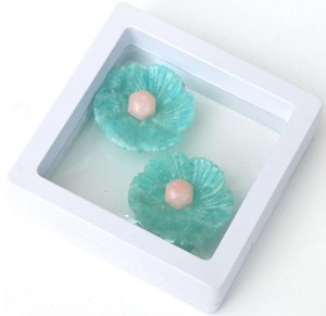 Piedras Preciosas de Aguamarina Natural Talladas en Forma de Flor con Centro Rosa, 29.5x30mm, 55 CT, Piedras Sueltas para Joyería de Jaura Jewels - Product Image 4