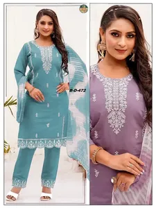 Ensemble de salwar kameez rose brodé pour femmes, Kurti, pantalon et dupatta de créateur, tenue ethnique pour fêtes, robe traditionnelle - Product Image 6