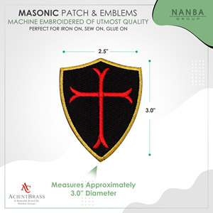Knights Templar Shield Cross Red Embroidered Canvas Iron-On Patch 2.3x3.1 Inch for Gifts & Cloth - Product Image 3