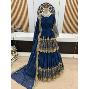 Hermosa ropa de fiesta XL tamaño superior Lehenga y Dupatta con trabajo de secuencia de bordado - Product Image 3