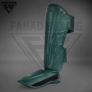 Protector de Espinillas para Boxeo y MMA, Color Verde, Servicio OEM, Mejor Proveedor, Duradero, Ligero, de Cuero, con Cierre de Velcro - Product Image 3