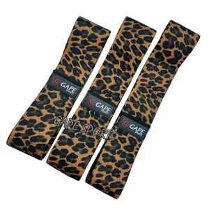 Großhandel Yoga Resistance Stoff Band Brown Cheetah Print Workout Bein Hüft schlaufen Gummiband für Squat Butt Glute Fitness Band