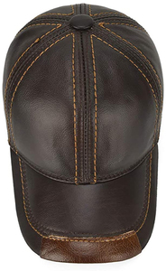Casquette de baseball en cuir marron unisexe, ajustable, style décontracté, à porter en toutes saisons - Product Image 3