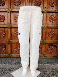 Pantalon cargo en coton pour femme, taille haute élastique, coupe droite, décontracté, écologique, séchage rapide, respirant, style bohème ethnique, idéal pour l'été (ODM) - Product Image 2