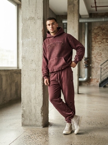 <b>Men's</b> <b>Burgundy</b> <b>Hoodie</b> Sweatpants Tracksuit Set One Apex Streetwear Two Piece Matching Jogger Outfit Casual Fashion - Product Image 4