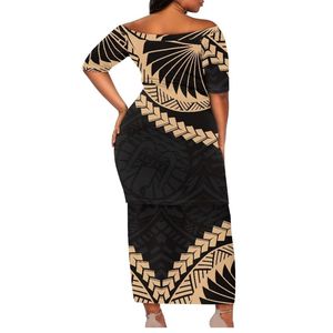 Talla 4XL para mujer, conjunto de 2 piezas Puletasi Samoa para mujer, vestido con hombros descubiertos y manga corta, traje tradicional polinesio para mujer - Product Image 3