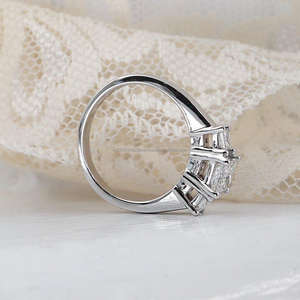 แหวนเพชรทรงปรินเซสคัท IGI/ เพชรเลี้ยงในห้องปฏิบัติการ วินเทจ ทองคำขาว 14k ทำมือ สำหรับงานแต่งงาน/งานหมั้น แหวนยูนิเซ็กซ์ เหมาะสำหรับวันครบรอบ - Product Image 3