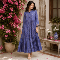 Robe longue en soie de haute qualité pour femme, taille unique, vert menthe, imprimé floral ethnique, kaftan fluide, tenue de luxe pour resort, naturel