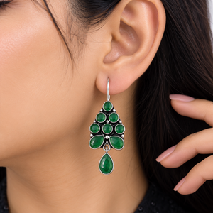 Pendientes Colgantes de Plata Oxidada con Ónix Negro y Engaste de Bisel Estilo Bohemia para Mujer, Ideales para Fiestas, Fabricante con Garantía Comercial - Product Image 2