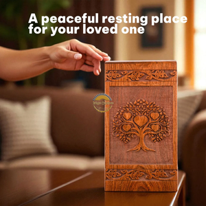 AYAANS Rosewood wooden Hand Carved Wooden Hot Selling cremation Urn <b>Box</b> for Adult Ashes Wholesale Cremation Urns (6X6X11)IN - Product Image 3
