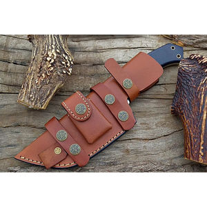 มีดแทรคเกอร์เหล็กดามัสกัสทำมือแบบเต็มด้าม Burraq DIY ขนาด 12 นิ้ว พร้อมปลอกหนังไมคาร์ต้า ของขวัญครบรอบ OEM สำหรับกิจกรรมกลางแจ้ง - Product Image 6