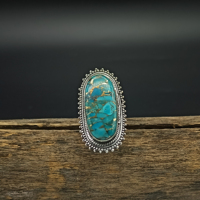 Anillo de plata de ley 925 con turquesa azul cobre para mujer, joyería hecha a mano, regalo para aniversario de boda, regalo para ella, anillo bohemio