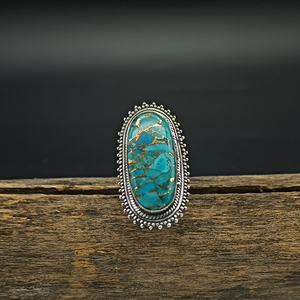 Blue Copper <b>Turquoise</b> 925 Sterling Silver <b>Ring</b> For Women Handmade Jewelry Gift For Wedding Anniversary Gift For Her Boho <b>Ring</b> - Product Image 4
