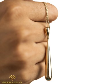 สร้อยคอจี้รูปหยดน้ำมินิมอล ดีไซน์ยาวประดับจี้รูปไม้เบสบอลทองคำแท้ 14K 18K หรูหรา เหมาะสำหรับเป็นของขวัญในโอกาสหมั้นและงานแต่งงาน - Product Image 3