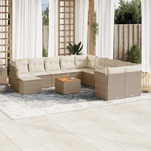 Grand ensemble de canapés de jardin modulaires en polyrotin beige, marron et crème, meubles de jardin modulaires confortables - Product Image 1