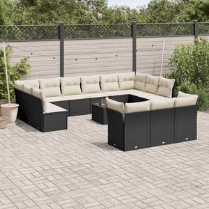 Black Garden <b>Sofa</b> <b>Set</b> With Cushions UV Resistant PE Rattan Outdoor Furniture Contemporary Design Waterproof Garden Use - Product Image 1