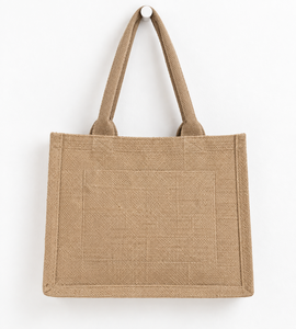 Beige <b>Shopping</b> <b>Bag</b> <b>Reusable</b> Tote Handbag with Shoulder Straps Front Pocket for Grocery Travel Daily Use - Product Image 5