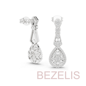 Boucles d'oreilles pendantes en or 14 carats avec diamants de laboratoire taille brillant rond, bijoux de luxe pour mariage, vente en gros pour femmes - Product Image 3