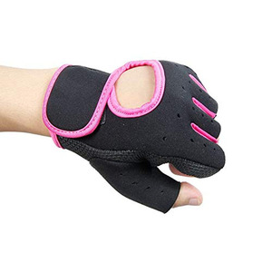 Gants de musculation unisexes Nayab Industries en néoprène rembourrés avec support de poignet, protection respirante de la paume, fermeture auto-agrippante, noir et rose - Product Image 2